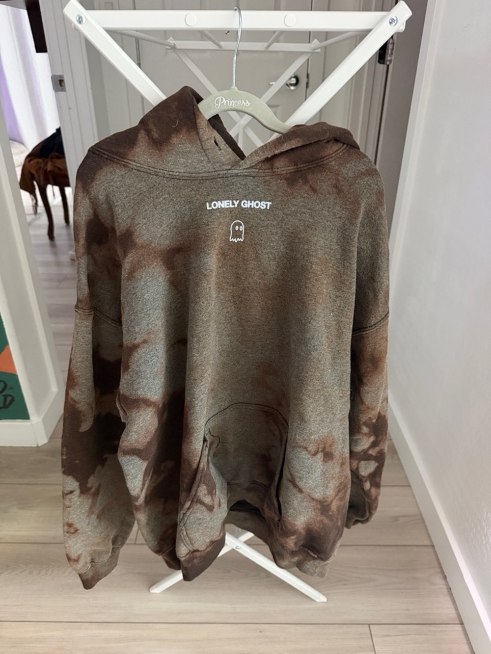 LONELY GHOST Brown and Olive Tie-Dye Hoodie